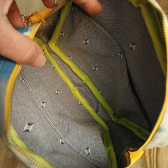 New Rainbow Clouds print Mini Backpack Sling Bag Pink Blue Green Zippered tote - Picture 8 of 8